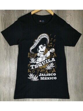 Disney Mickey Mouse Tequila Jalisco Mexico Graphic T-Shirt Black Adult XS #14